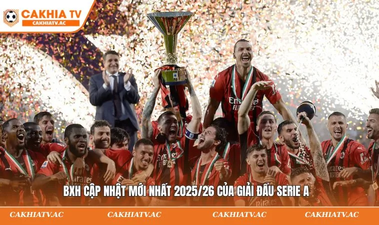 BXH cập nhật mới nhất 2025/26 của giải đấu Serie A